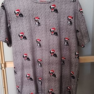 Demin & Flower Boston Terrier T-shirt by Ricky Singh